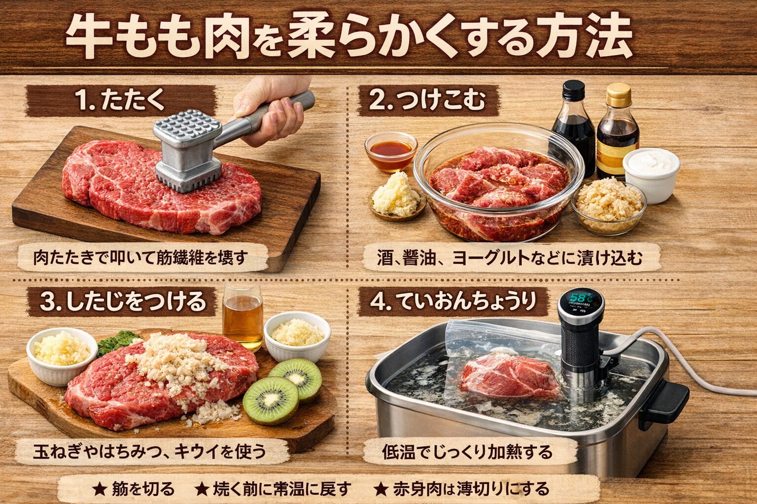 牛もも肉を柔らかくする方法