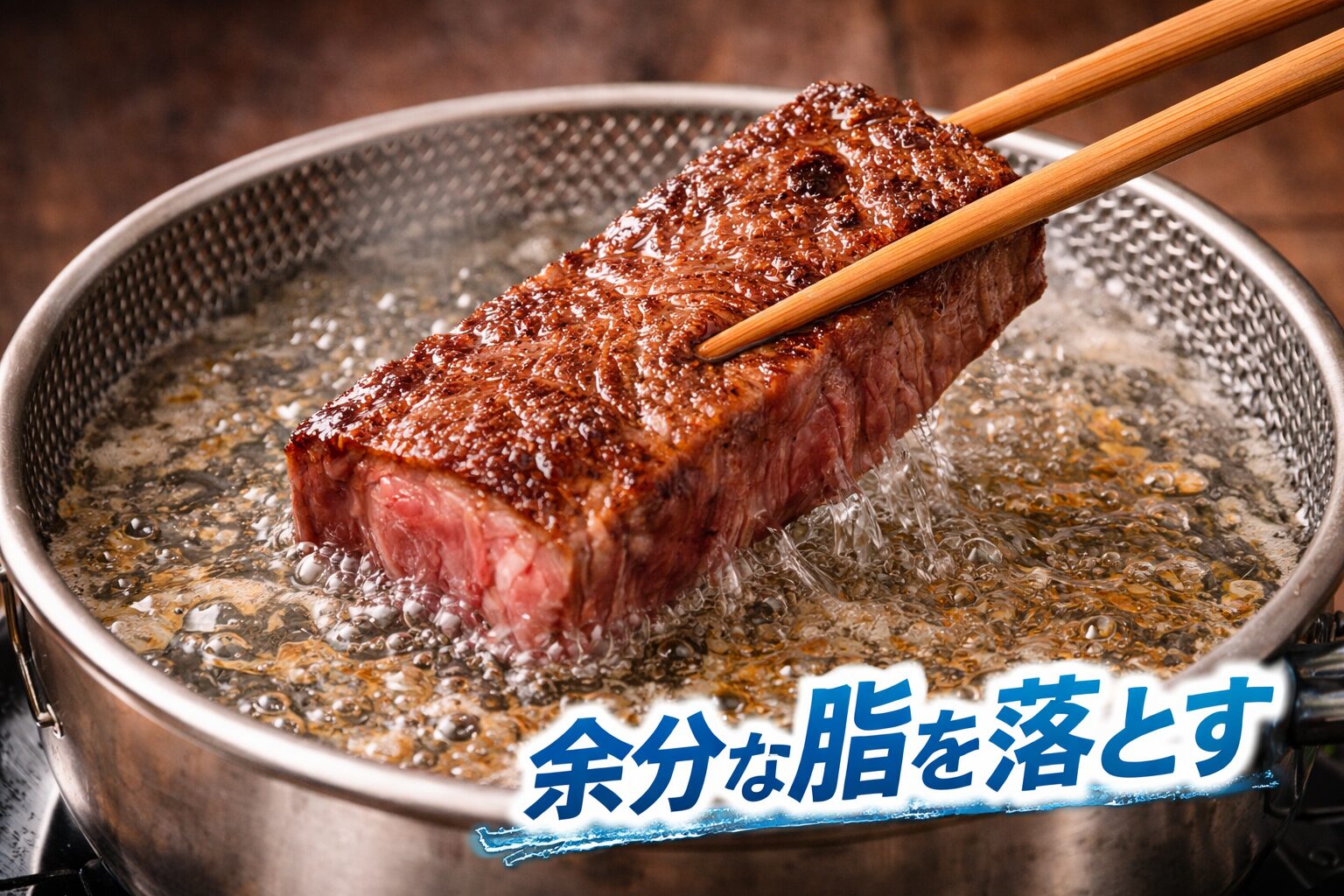 ステーキ 脂を落とす