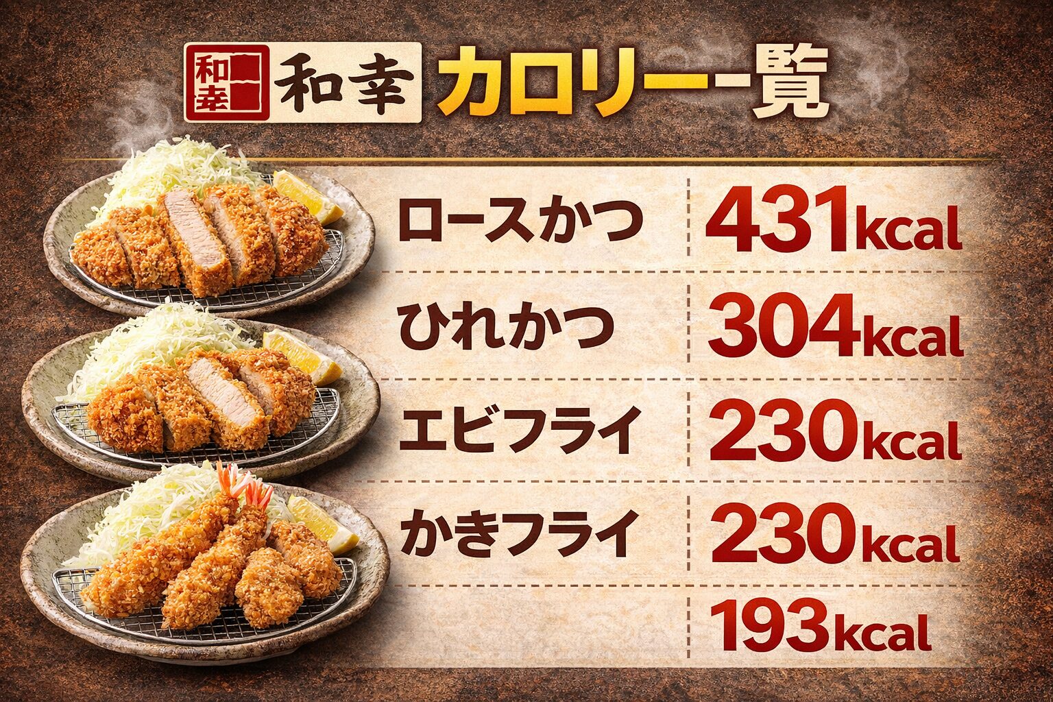 とんかつ和幸カロリー一覧